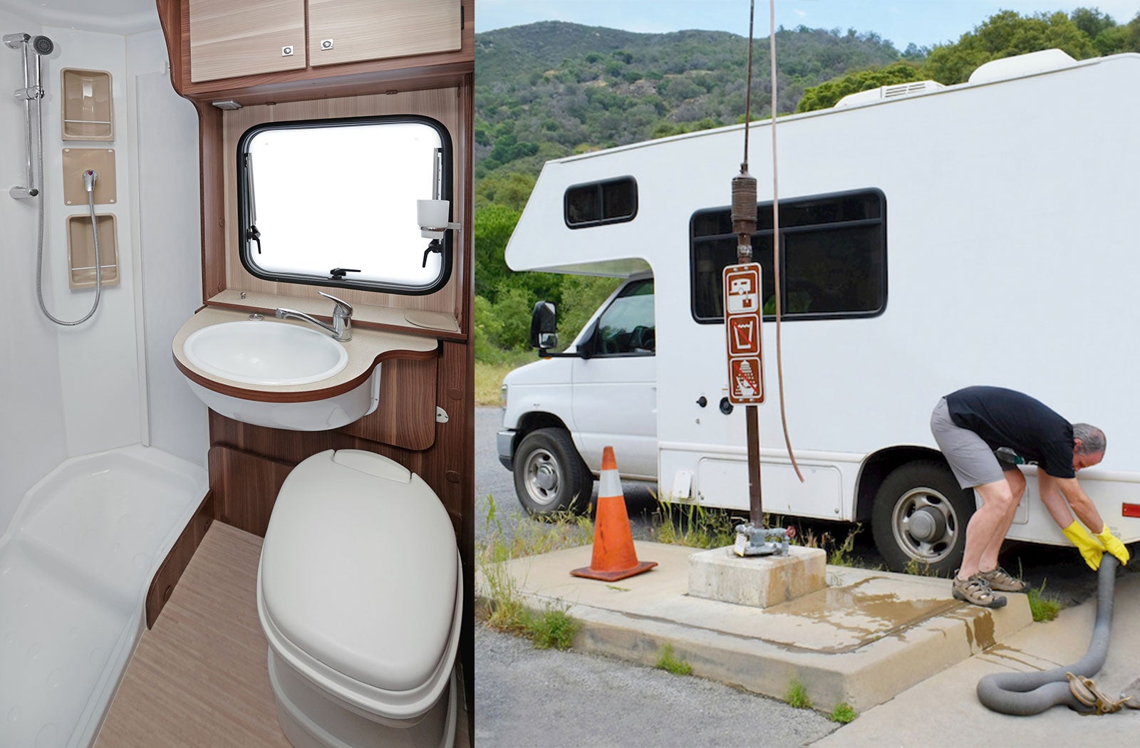 Portable RV/camper toilet and holding tank setup in Warrenville, South Carolina